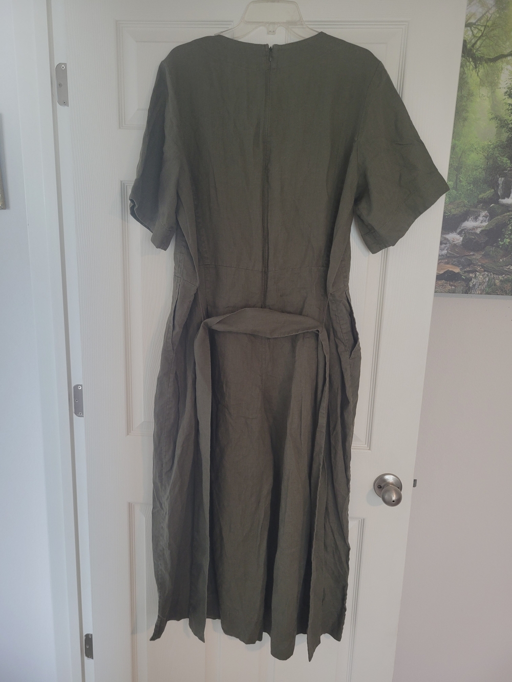 Everlane Olive Green Wrap-Waist Wide-Leg Jumpsuit - Picture 6 of 6